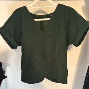 Madewell Forest Green V-Neck Blouse